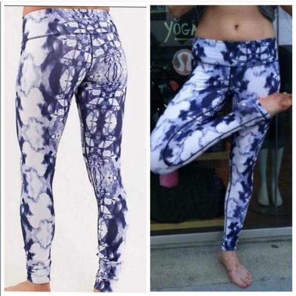 lululemon athletica Pants - Lululemon Wunder Under Ink Blot Indigo & White Workout Leggings Sz 6